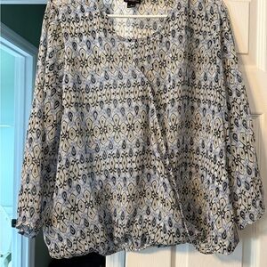Maurices Blue and Cream Patterned Blouse